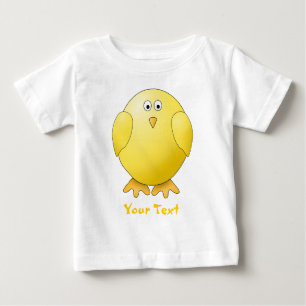 Camiseta Para Bebê Pintinho bonito. Pássaro amarelo pequeno. Texto