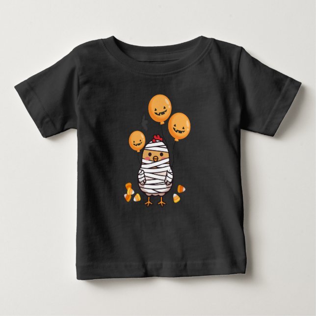 Camiseta Para Bebê Pintinho da múmia do Dia das Bruxas (Frente)