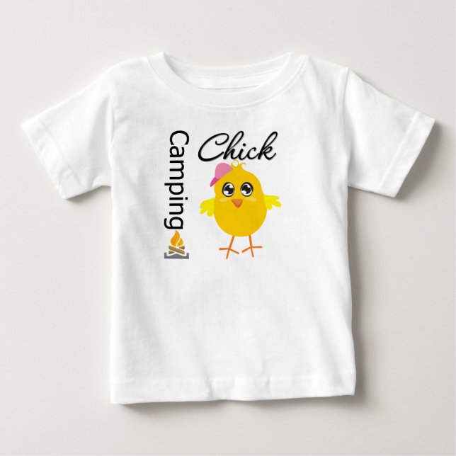 Camiseta Para Bebê Pintinho de acampamento (Frente)