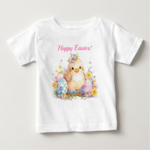 Camiseta Para Bebê Pintinho de Bebê felz pascoa