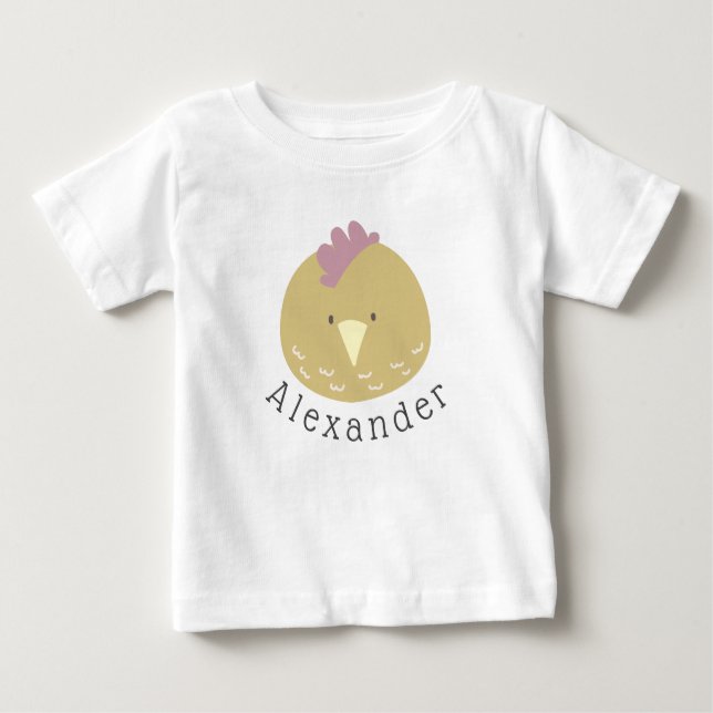 Camiseta Para Bebê Pintinho de Cute de Nome Personalizável (Frente)