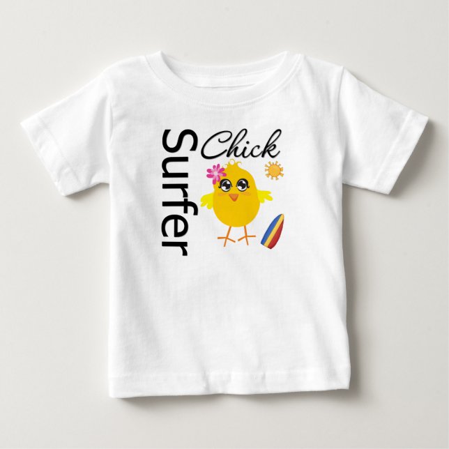 Camiseta Para Bebê Pintinho de Surfer (Frente)