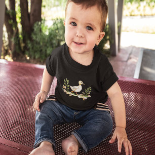 Camiseta Para Bebê Pintinho em Aquarela Com Trevo de Quatro Folhas