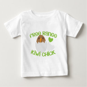 Camiseta Para Bebê Pintinho KIWI Free Range Nova Zelândia