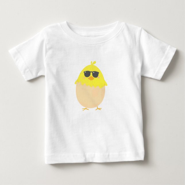 Camiseta Para Bebê pintinho Pintinho legal Páscoa amarelo (Frente)