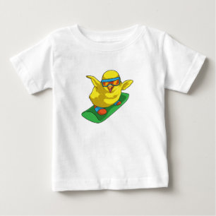 Camiseta Para Bebê Pintinho Snowboarder Snowboard