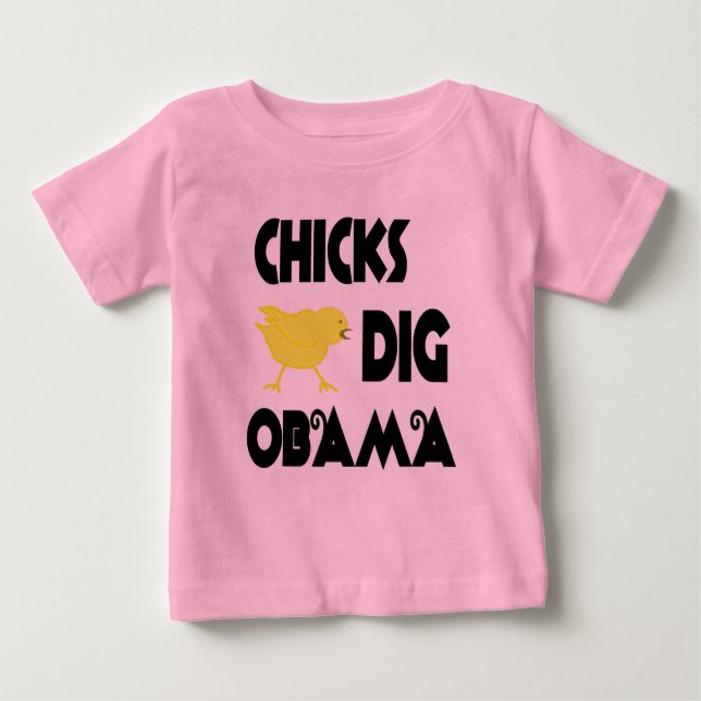 Camiseta Para Bebê Pintinhos Dig Obama Meninas de Leve Longa (Frente)