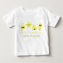 Camiseta Para Bebê Pintinhos e Duckling Contando Meus Frangos Dizendo