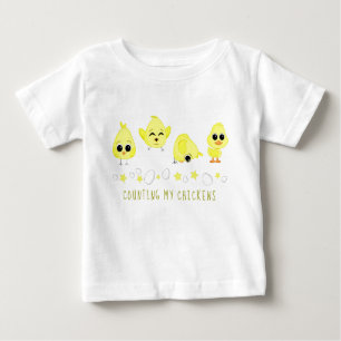 Camiseta Para Bebê Pintinhos e Duckling Contando Meus Frangos Dizendo