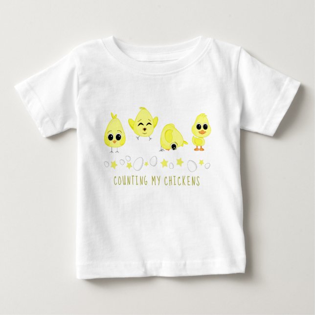 Camiseta Para Bebê Pintinhos e Duckling Contando Meus Frangos Dizendo (Frente)