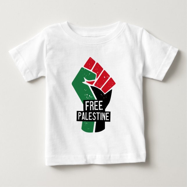 Camiseta Para Bebê Pinto de bandeira da Palestina livre (Frente)
