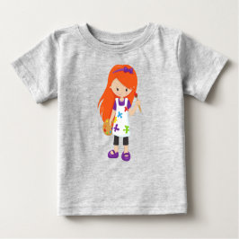 Camiseta Para Bebê Pintor, Artista Plástico, Garota Bonita, Cabelo La