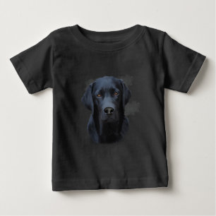 Camiseta Para Bebê Pintura a cores da água do cão preto Labrador