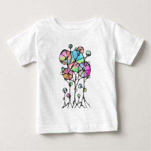 Camiseta Para Bebê Pintura à Mão - Grupo de Árvores Abstratas 3