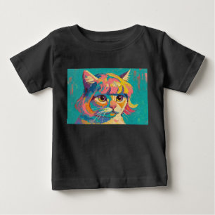 Camiseta Para Bebê Pintura a óleo de gato fofo (#5)