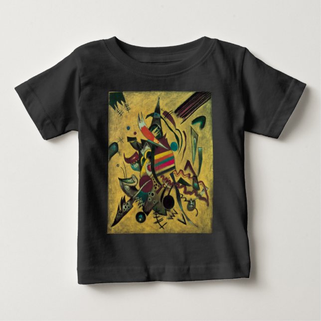 Camiseta Para Bebê Pintura Abstrata em Tela de Kandinsky (Frente)