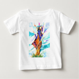Camiseta Para Bebê Pintura abstrata Handmade do senhor Krishna