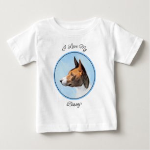 Camiseta Para Bebê Pintura Basenji - Arte Original Custa