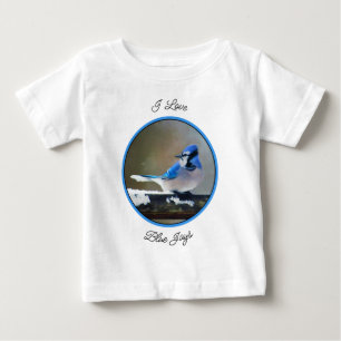 Camiseta Para Bebê Pintura Blue Jay - Arte Original para Pássaros