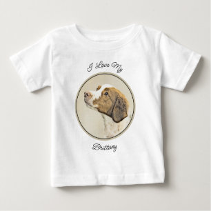 Camiseta Para Bebê Pintura Brittany - Arte Cachorra Original