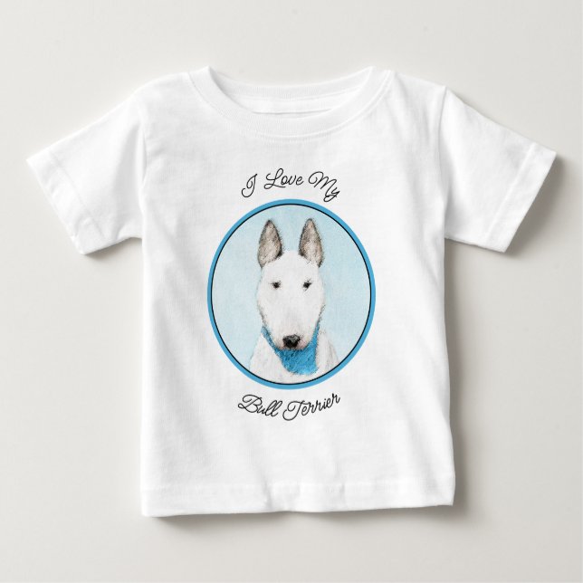 Camiseta Para Bebê Pintura Bull Terrier - Arte Cachorro Original Boni (Frente)