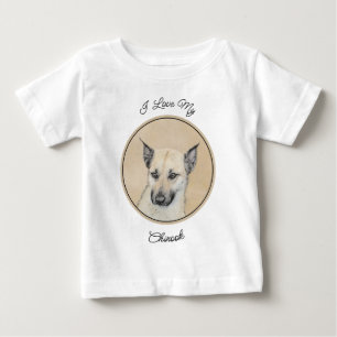 Camiseta Para Bebê Pintura Chinook (Orelhas Apontadas) - Arte Canina