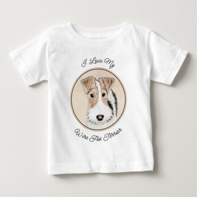 Camiseta Para Bebê Pintura com terrier de Fox com fio - Arte canina o (Frente)
