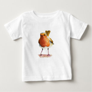 Camiseta Para Bebê Pintura da aguarela do pássaro do pisco de peito