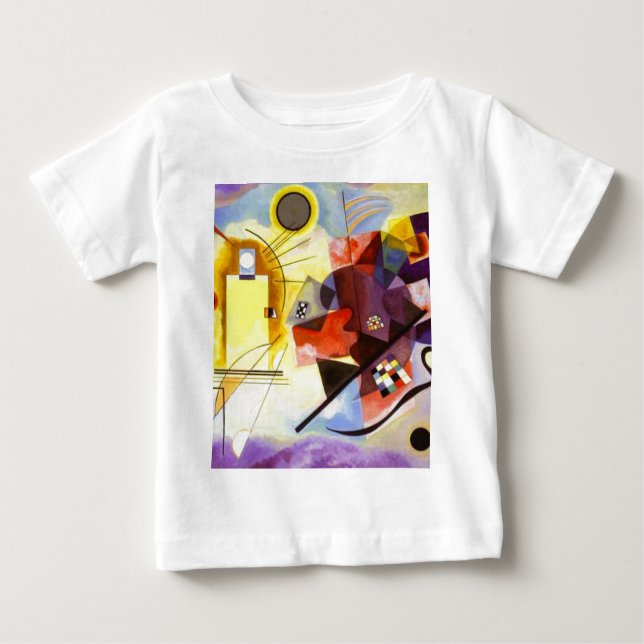 Camiseta Para Bebê Pintura de Abstrato Amarelo Azul Kandinsky (Frente)