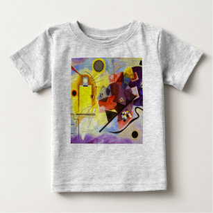 Camiseta Para Bebê Pintura de Abstrato Amarelo Azul Kandinsky