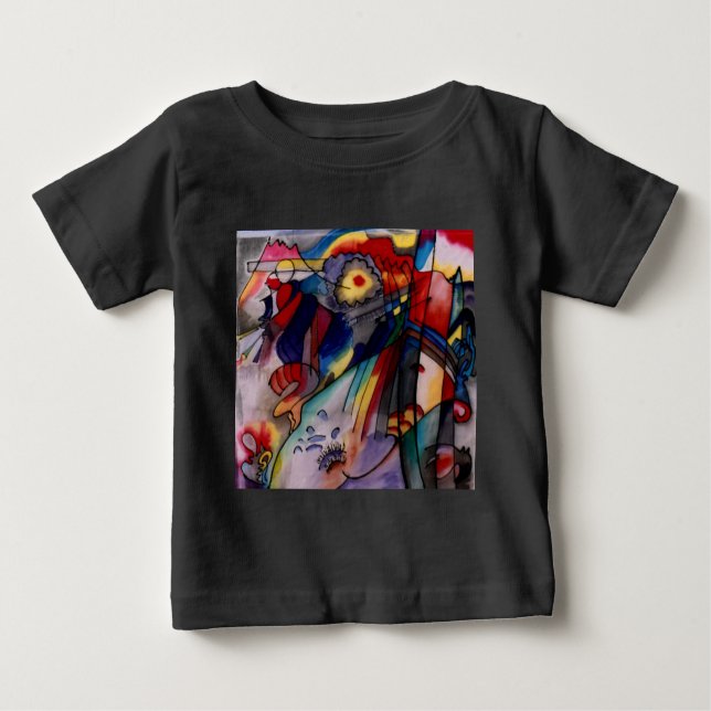 Camiseta Para Bebê Pintura de Abstrato Kandinsky 1913 (Frente)