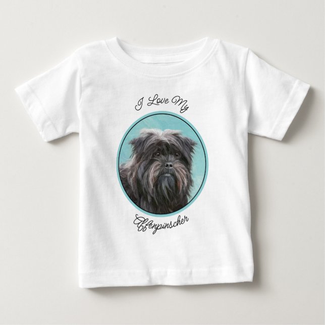 Camiseta Para Bebê Pintura de Affenpinscher - Arte de Cachorro Origin (Frente)