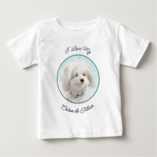 Camiseta Para Bebê Pintura de Algodão de Tulear - Arte de Cachorro Or