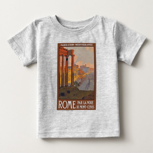 Camiseta Para Bebê Pintura de anúncio de viagem da Roma Antiga (Frente)