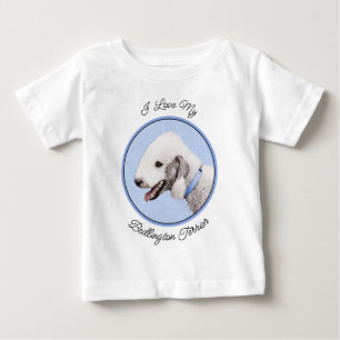 Camiseta Para Bebê Pintura de Bedlington Terrier - Arte de Cachorro O