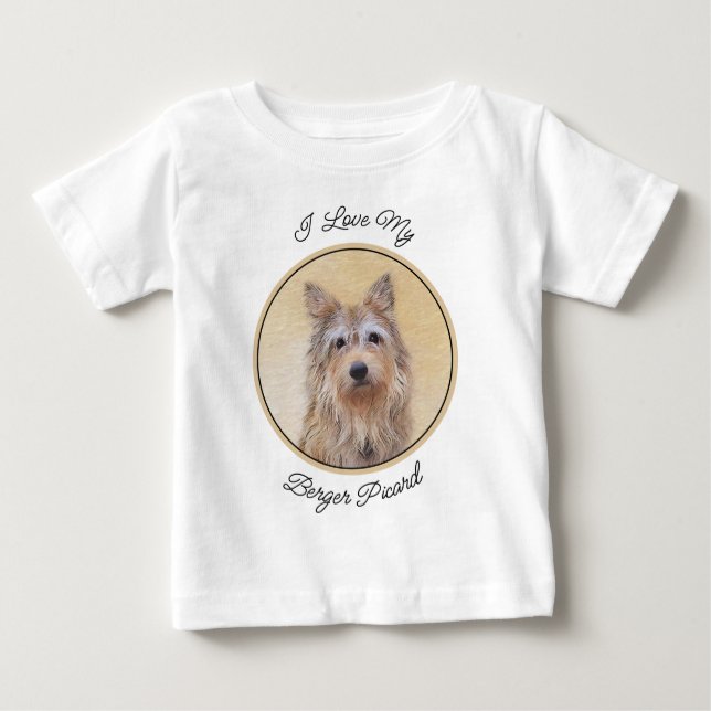 Camiseta Para Bebê Pintura de Berger Picard - Arte de Cachorro Origin (Frente)