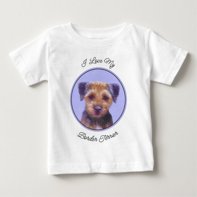 Camiseta Para Bebê Pintura de Borda Terrier - Arte de Cachorro Origin (Frente)