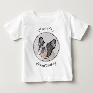 Camiseta Para Bebê Pintura de Bulldog Francês (Brindle Pied) - Arte C