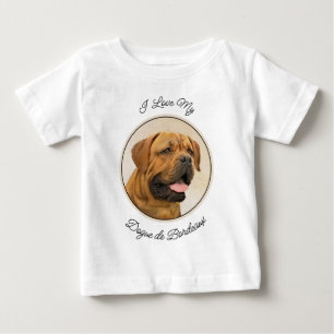 Camiseta Para Bebê Pintura de Cachorro de Bordéus - Arte Cachorra Ori