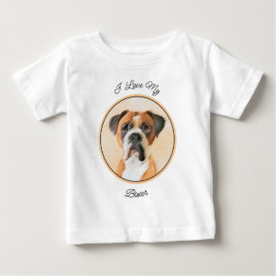 Camiseta Para Bebê Pintura De Cachorro Descortada Arte Animal Origina
