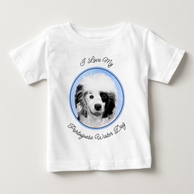 Camiseta Para Bebê Pintura de Cachorro Português - Arte Original de C (Frente)