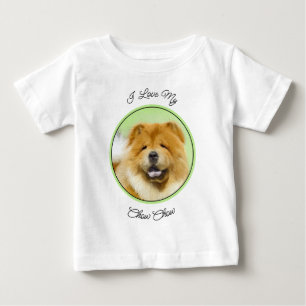 Camiseta Para Bebê Pintura de Chow Chow - Arte Original de Cachorro F