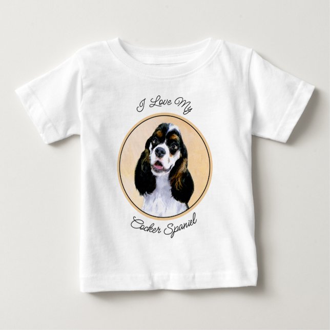 Camiseta Para Bebê Pintura De Cocker Spaniel (Participante) - Arte De (Frente)