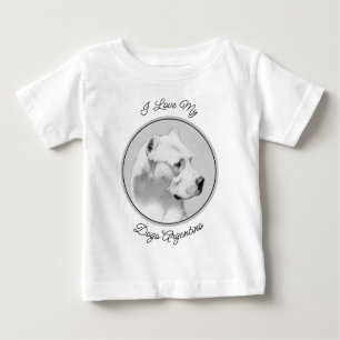 Camiseta Para Bebê Pintura de Dogo Argentino - Arte de Cachorro Origi
