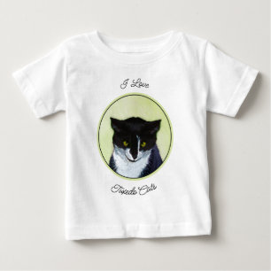 Camiseta Para Bebê Pintura de Gato Smoking - Arte Original de Gato Fo