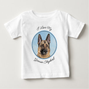 Camiseta Para Bebê Pintura de german shepherd - Arte de Cachorro Orig