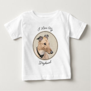 Camiseta Para Bebê Pintura de Greyhound - Arte de Cachorro Original