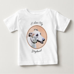 Camiseta Para Bebê Pintura de Greyhound - Arte de Cachorro Original