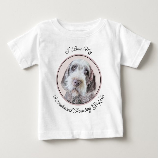 Camiseta Para Bebê Pintura de Griffon por Cabeireiros - Arte Canina (Frente)