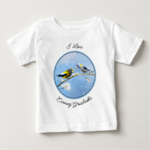 Camiseta Para Bebê Pintura de Grosbeak Evening - Arte de Cachorro Ori